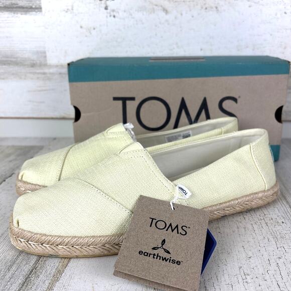 Toms Women’s 8.5 Alpargata Pale Yellow Rope Woven Platform Slip-On Shoes NEW - Picture 1 of 7